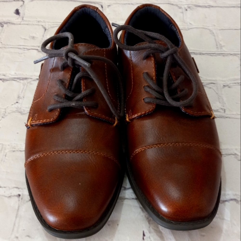 1Y American Eagle Lace Up Oxfords Boys Dress Shoes Brown